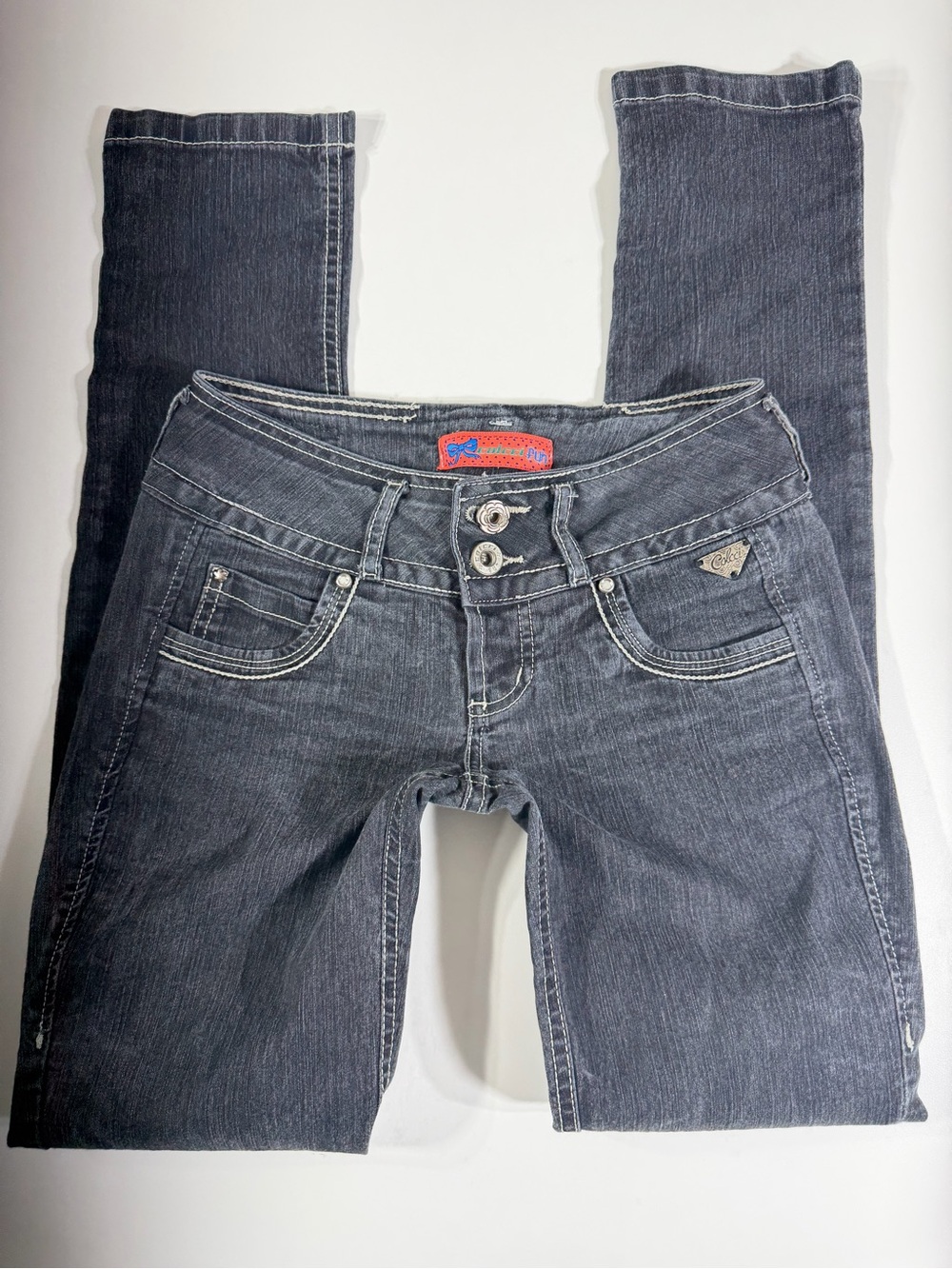 2000s Low Rise Colcci Fun Dark Gray Stretch Skinny Jeans Size 16
